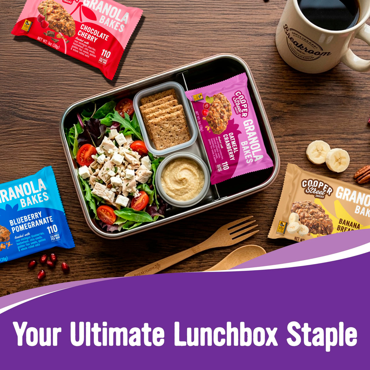 Cooper Street Granola Bakes individually wrapped bars for on-the-go lunches.