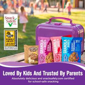 Cooper Street Granola Bakes individually wrapped bar showcases nut-free safety for classrooms.