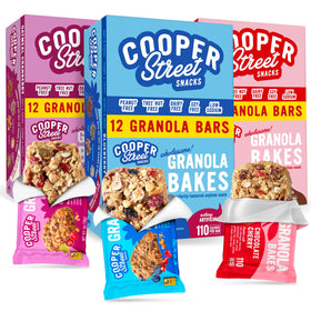 Cooper Street Granola Bakes packaging showing a convenient 36-pack variety for lunches