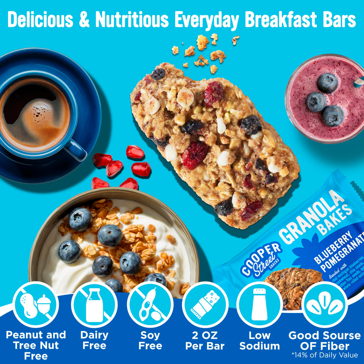 Cooper Street Granola bar half-broken to show soft-baked, chewy texture.
