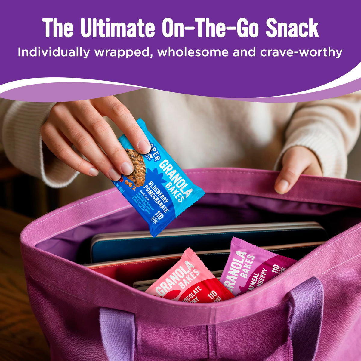 Individually wrapped bars for easy grab-and-go snacks