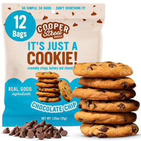 COOPER STREET It's Just a Cookie front packaging shows a school-safe snack option for lunchboxes