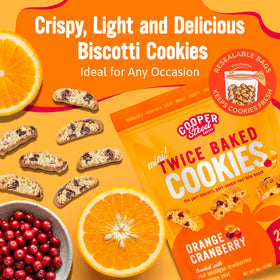Close-up of biscotti shows twice-baked crunch with orange zest and cranberries.