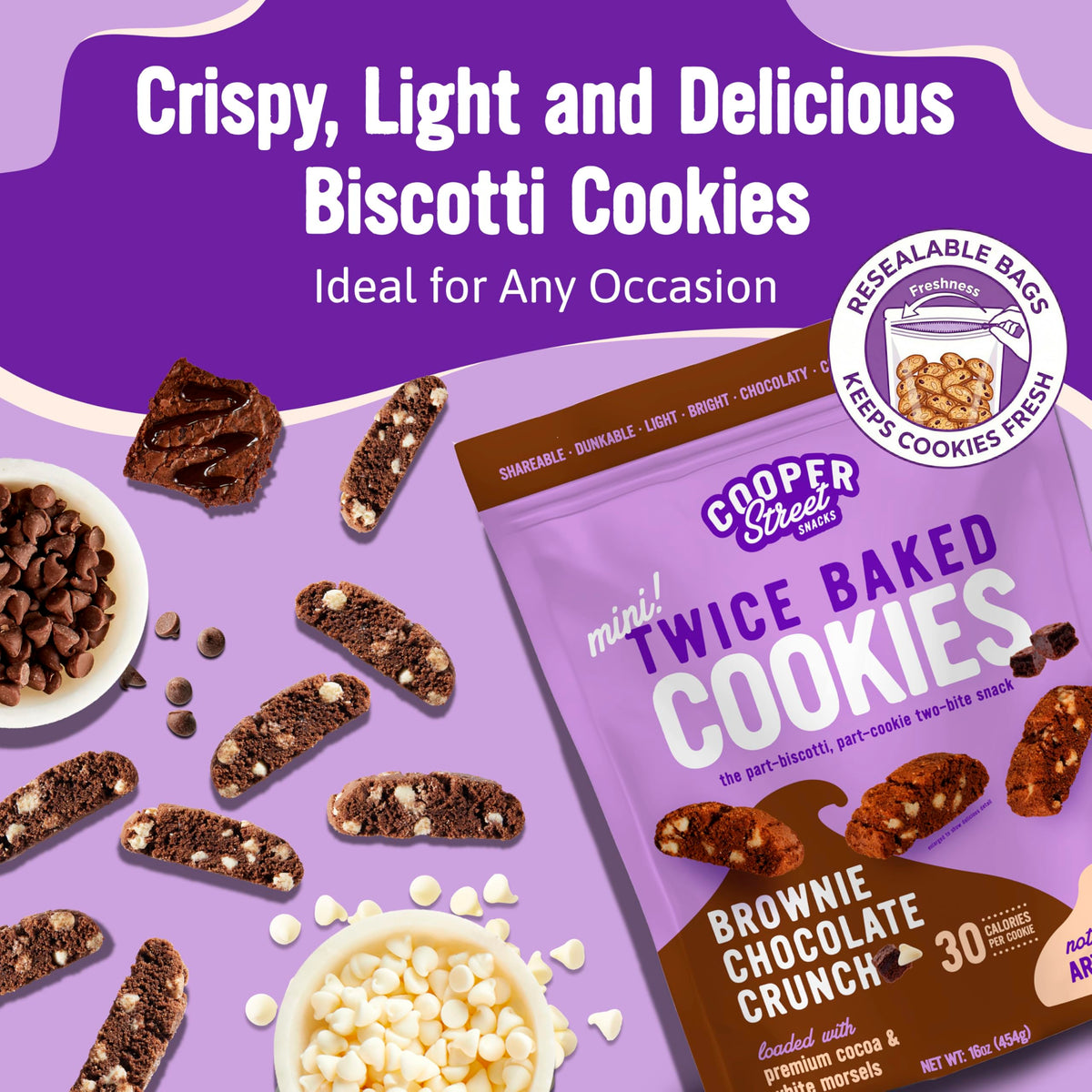 Cooper Street over 50 mini biscotti in a bag, ideal for sharing with guests.