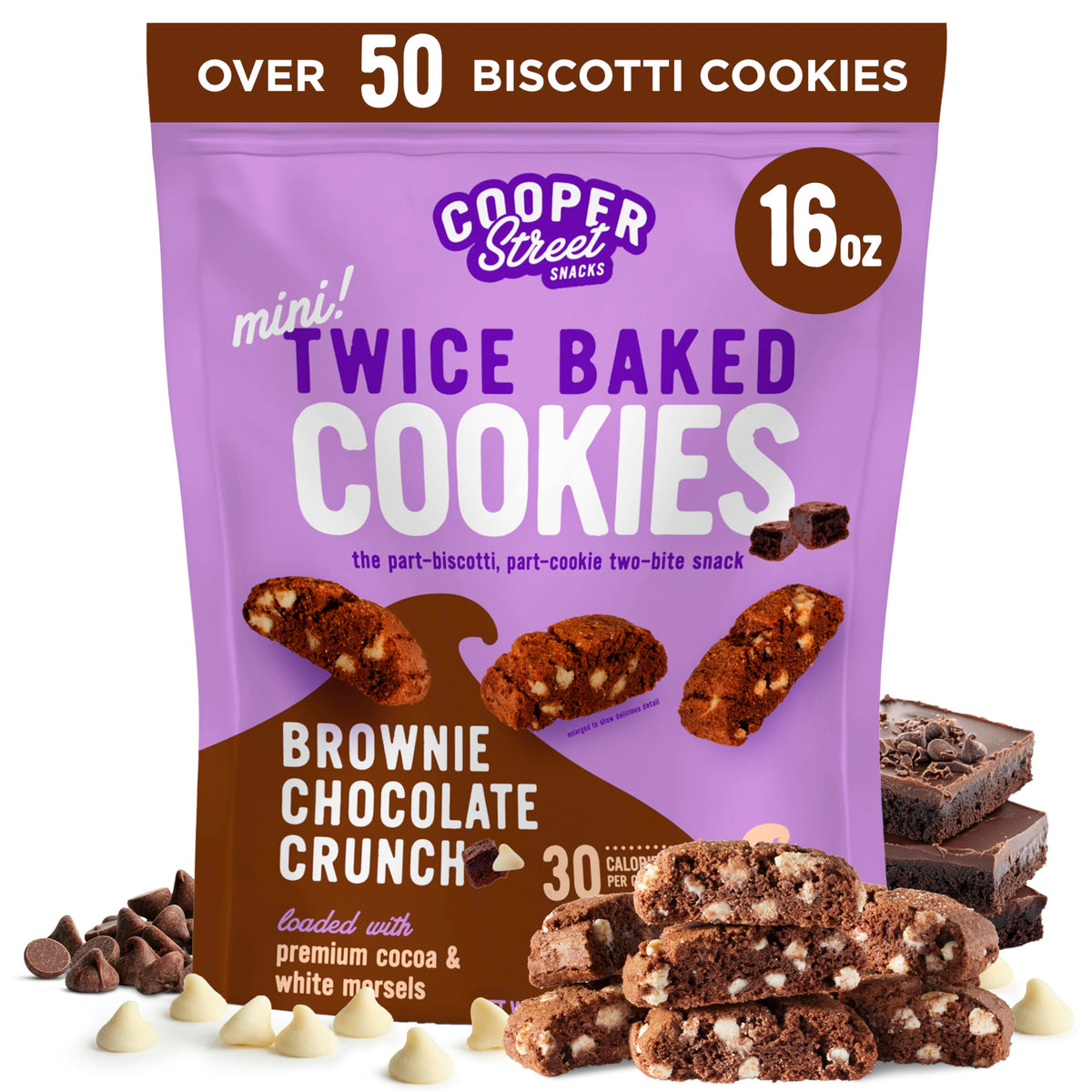 Cooper Street twice-baked brownie biscotti cookies paired with coffee for a chocolatey bite.