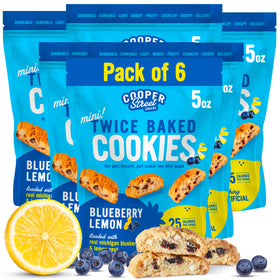 Cooper Street twice-baked lemon blueberry biscotti pack shows crisp edges