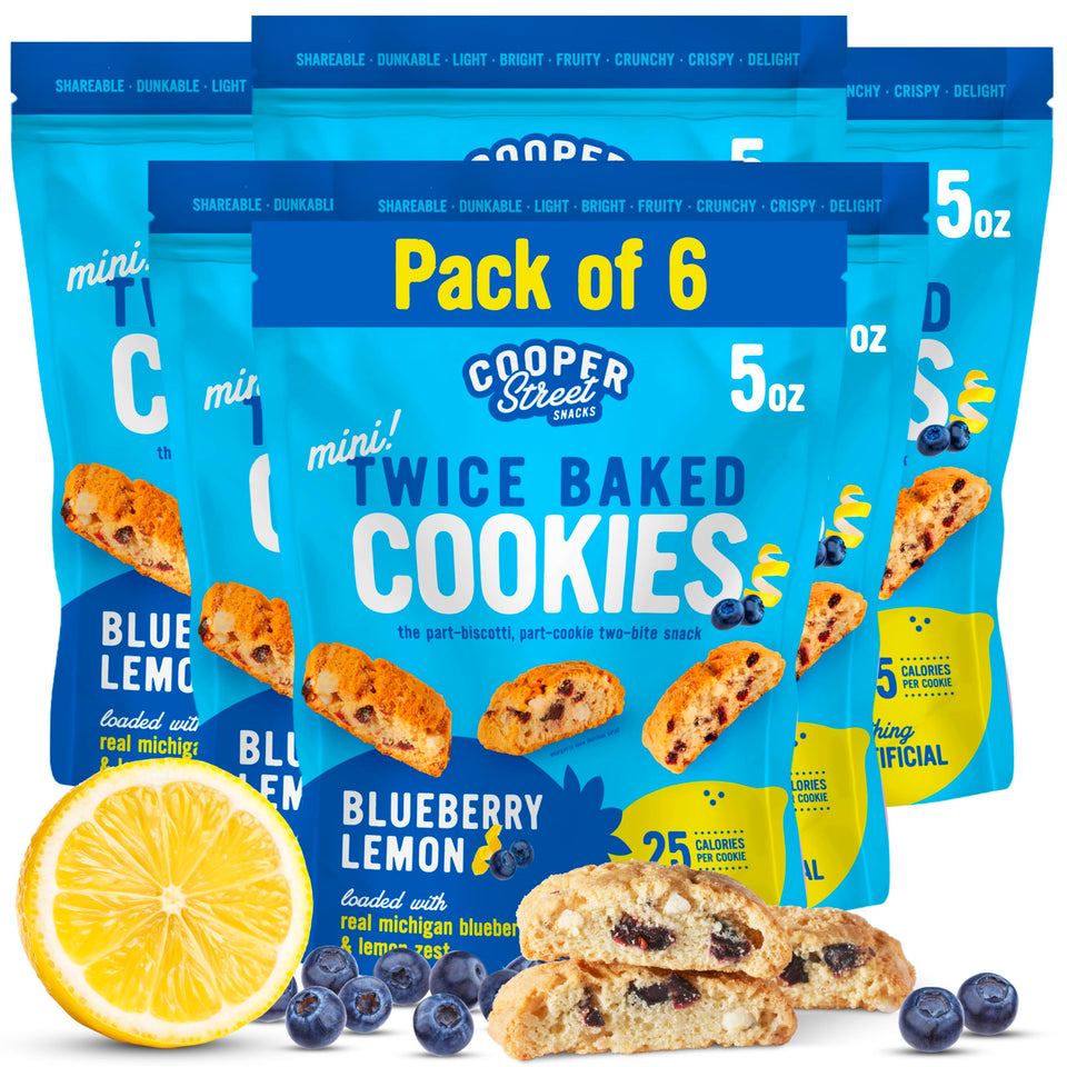 Cooper Street twice-baked lemon blueberry biscotti pack shows crisp edges