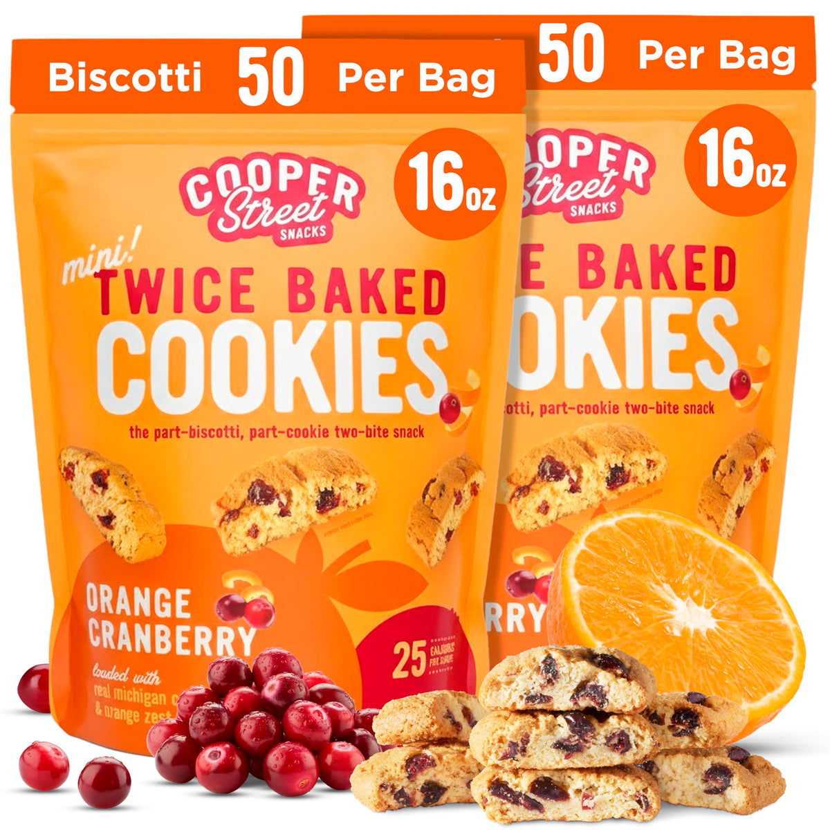 Cooper Street biscotti bag closeup showing ample cookies per bag for sharing.