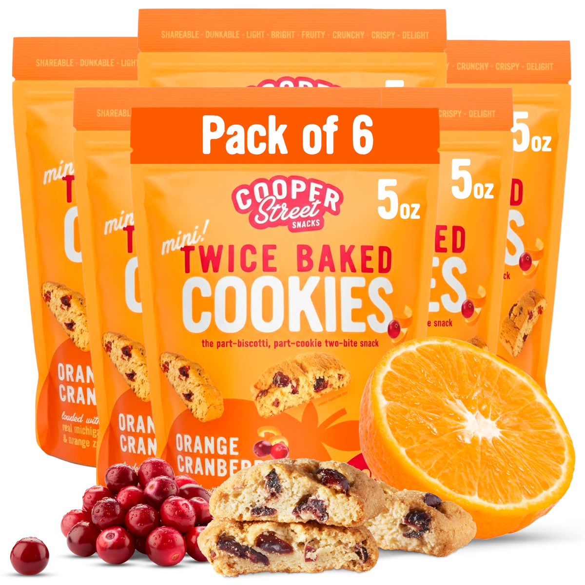 Cooper Street twice-baked orange cranberry biscotti mini for coffee dunking.