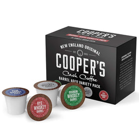 Cooper’s Cask Coffee bourbon barrel aged pods deliver rich aroma for a smooth cup