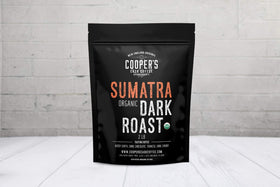 Cooper's Cask Coffee whole bean Sumatra ready for a customizable grind.