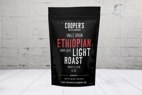 Cooper's Cask Ethiopian Bold beans close-up for premium single-origin flavor.