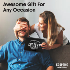 Cooper's Cask gift-ready packaging with a note