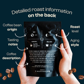 Cooper's Cask Kenya AA Medium-Dark roast image with syrupy body and brightness.