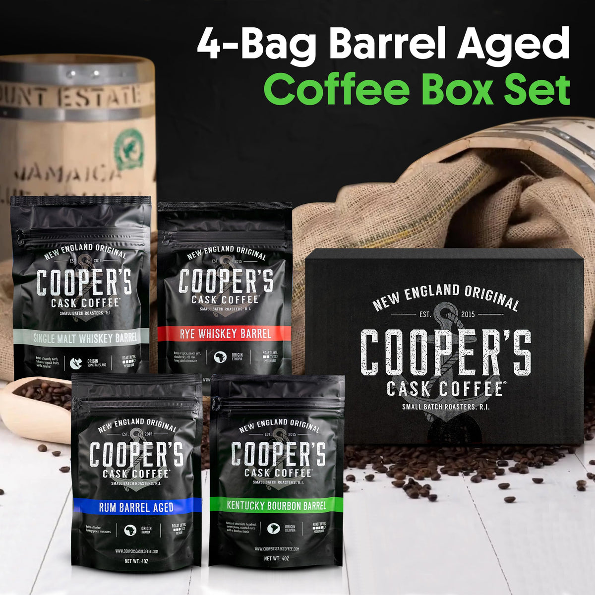 Cooper's Cask Rwandan beans, fruity brightness for balanced cups