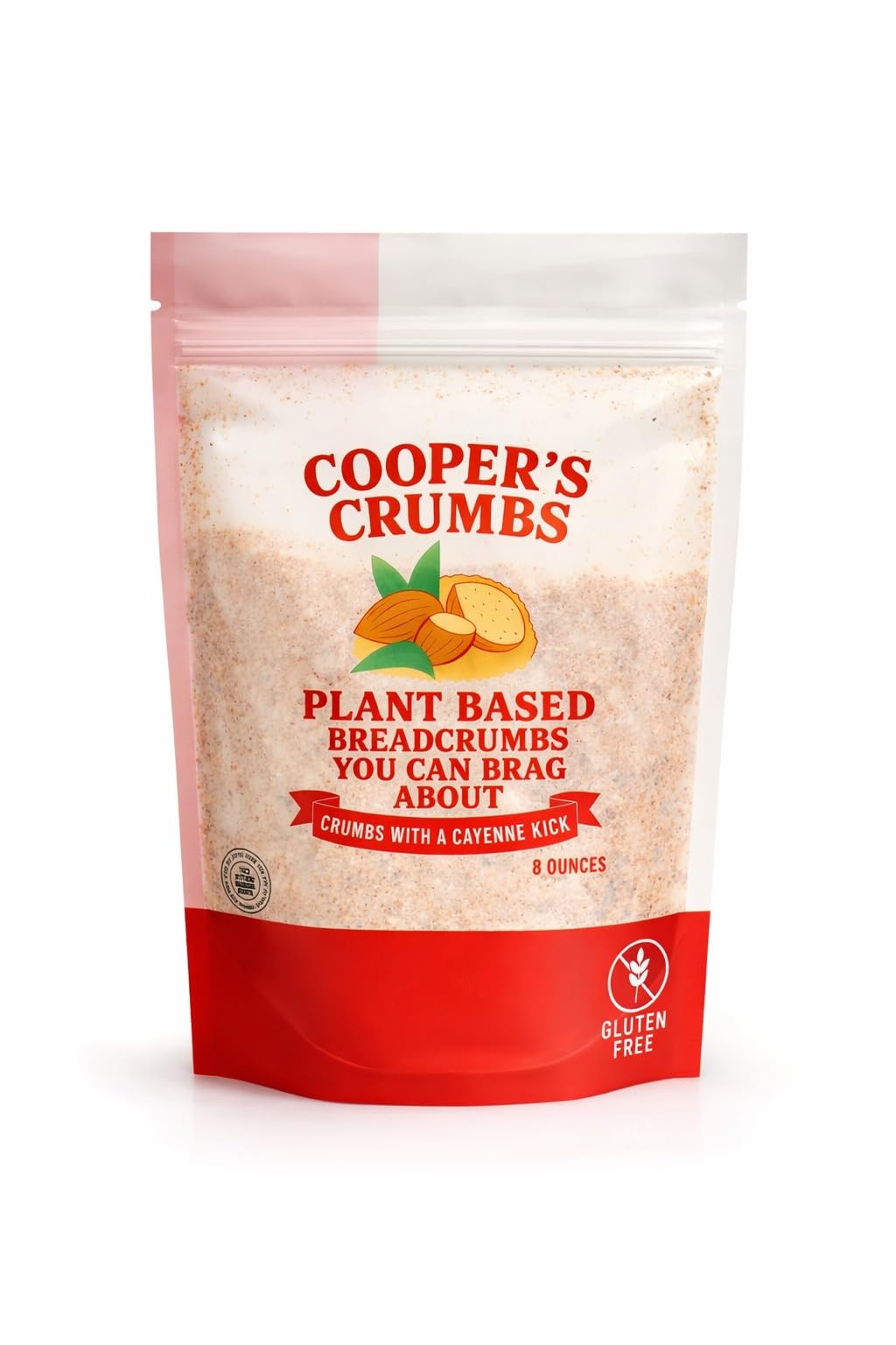 Cooper's Crumbs front packaging highlighting gluten-free, all-natural breading.