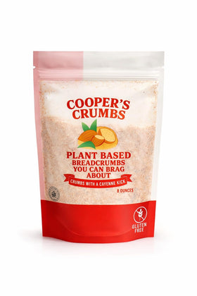 Cooper's Crumbs front packaging highlighting gluten-free, all-natural breading.