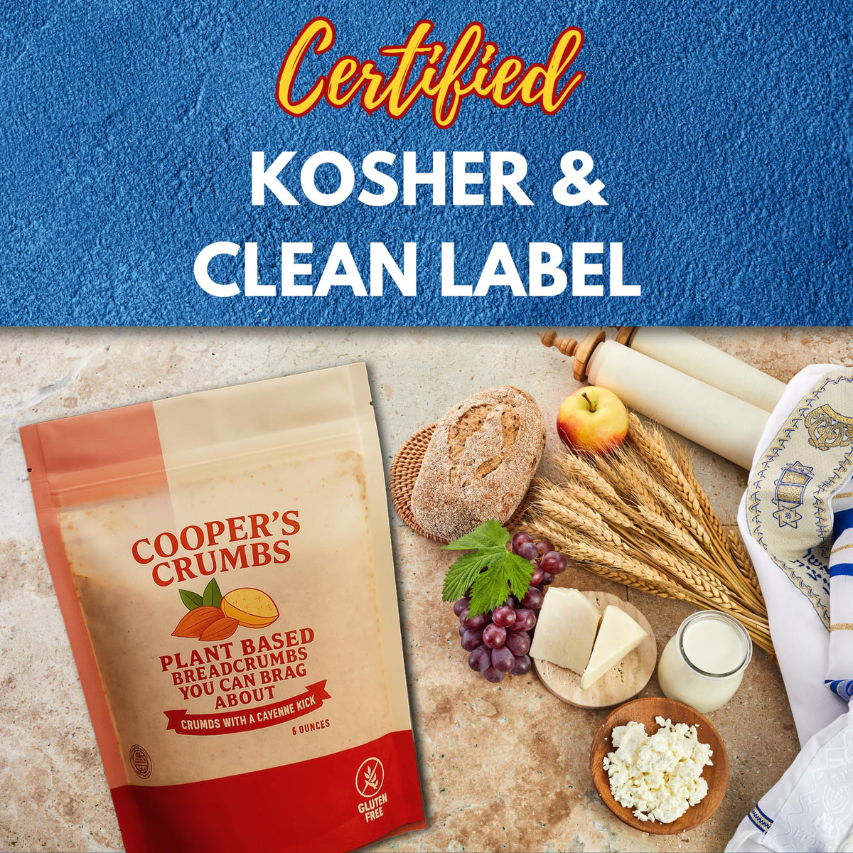 Cooper's Crumbs nutrition panel showing high protein and low carbs.
