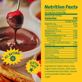 Coop's Hot Fudge Sauce bottle close-up, highlighting rich, velvety texture.