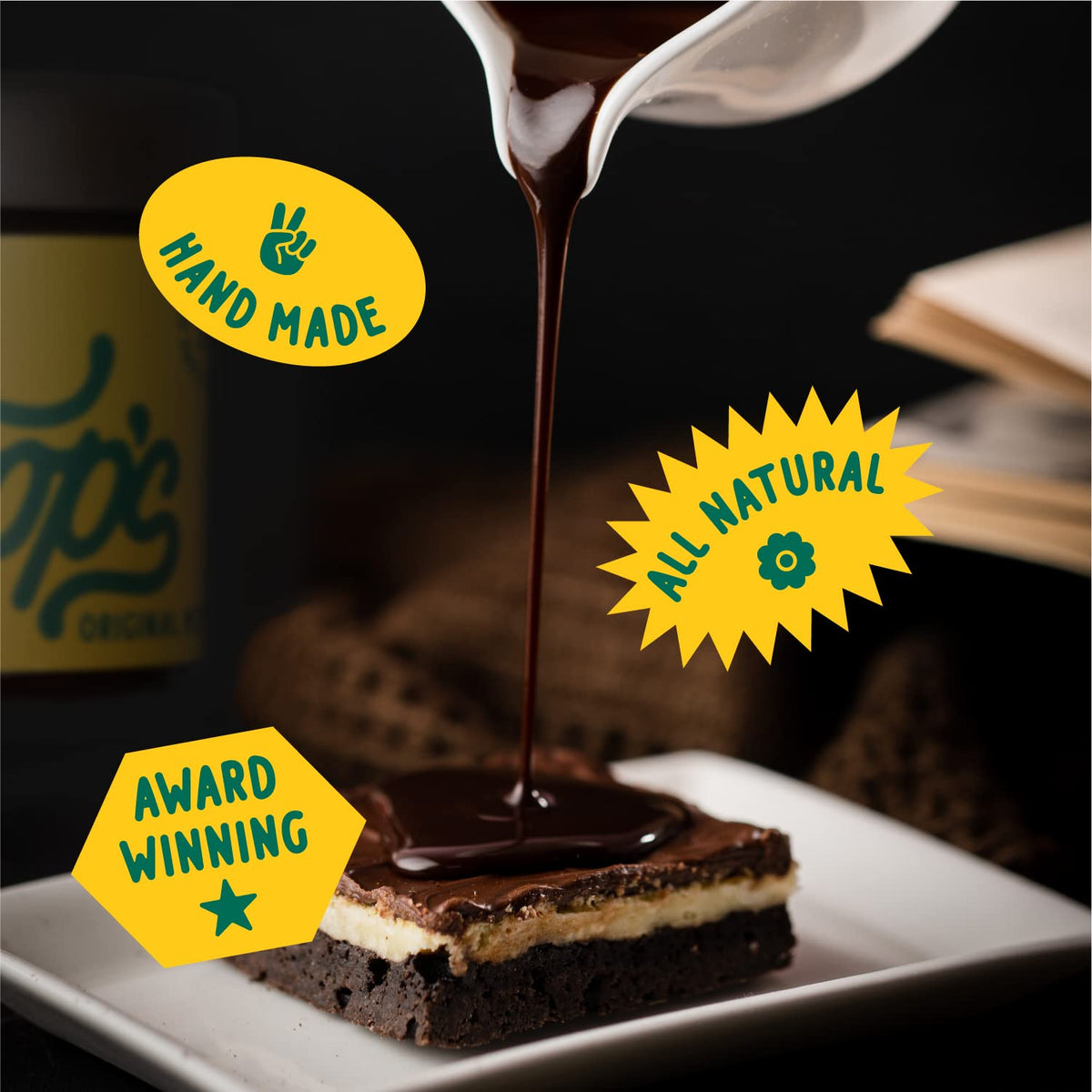 Sundae with Coop's Hot Fudge drizzle, elevating dessert at home.