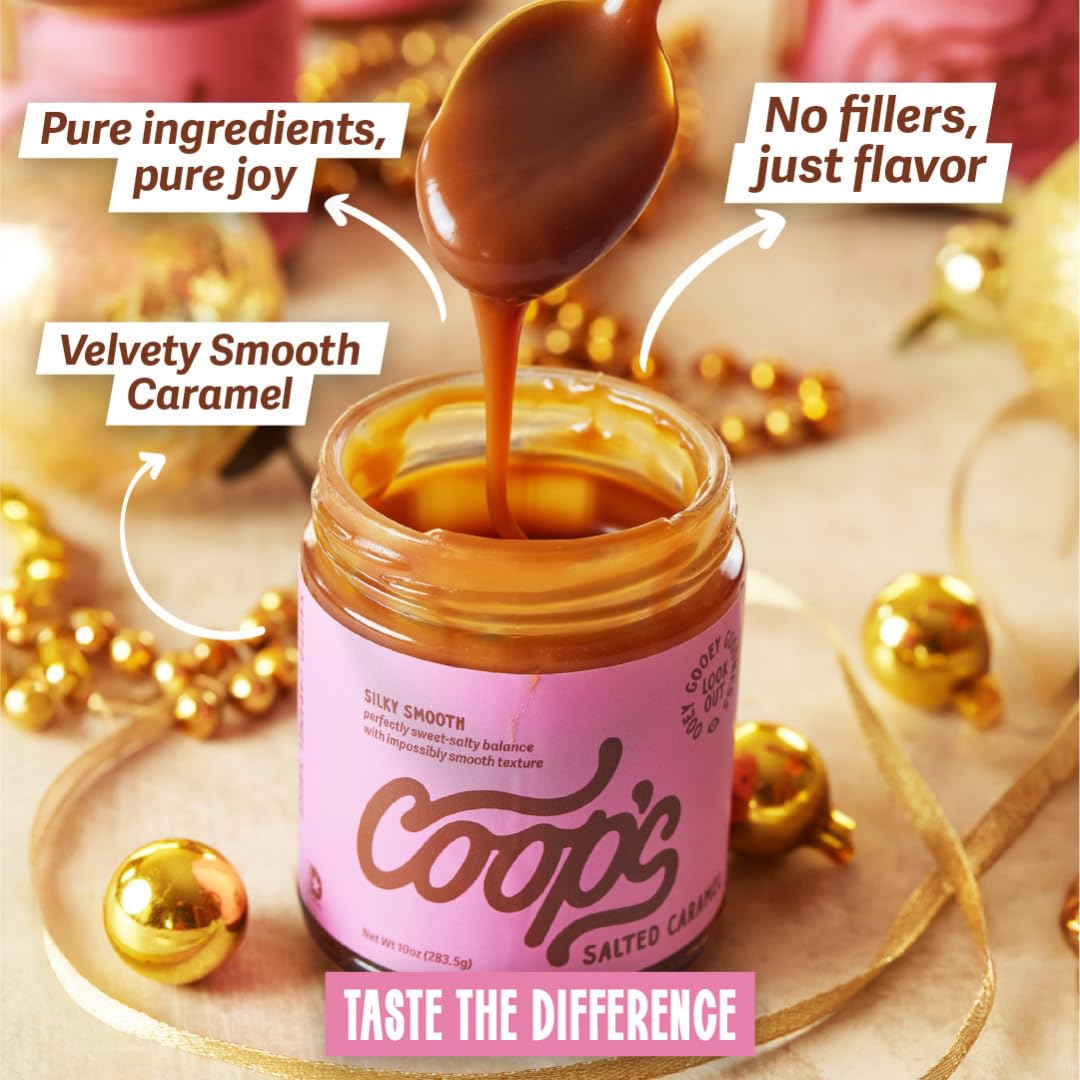 Coop's velvety caramel sauce texture ideal for desserts.