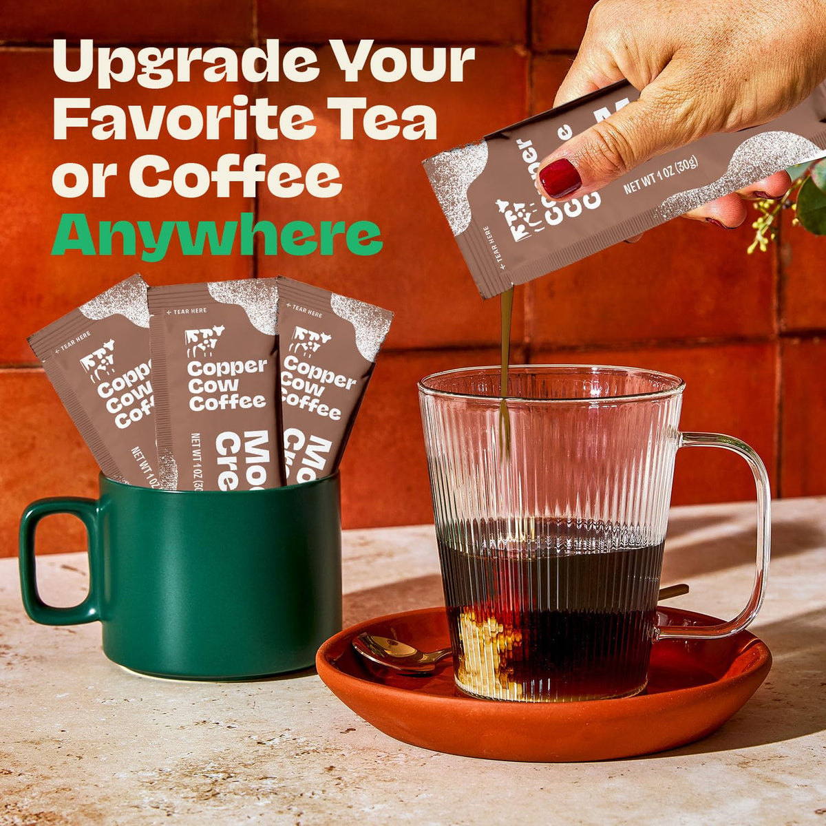Hot latte served with Copper Cow mocha creamer