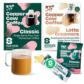 Copper Cow Coffee pour-over pouches enable portable, mess-free brewing.