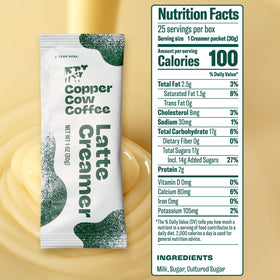 Copper Cow Coffee sweetened condensed milk creamer pack adds rich sweetness to any brew.