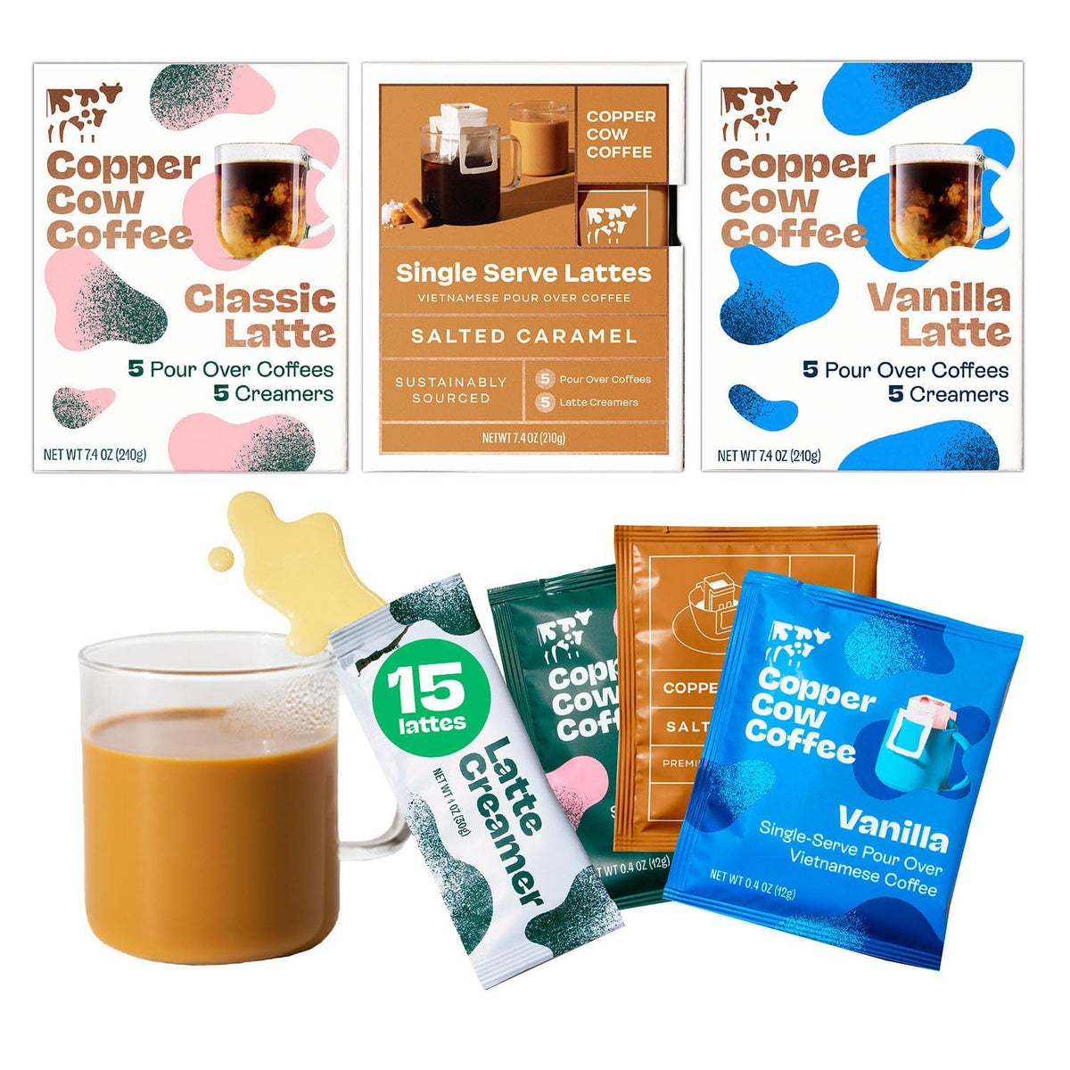 Copper Cow Coffee Vanilla latte kit ready for a quick morning pick-me-up