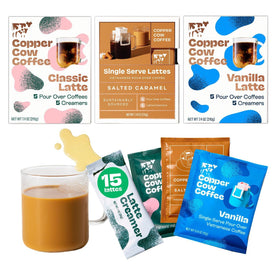 Copper Cow Coffee Vanilla latte kit ready for a quick morning pick-me-up