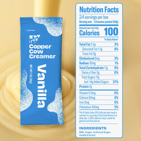 Copper Cow travel-ready creamer packet enhances cafe moments on the go.
