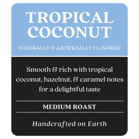 Copper Moon Tropical Coconut coffee beans ready for grinding and aroma