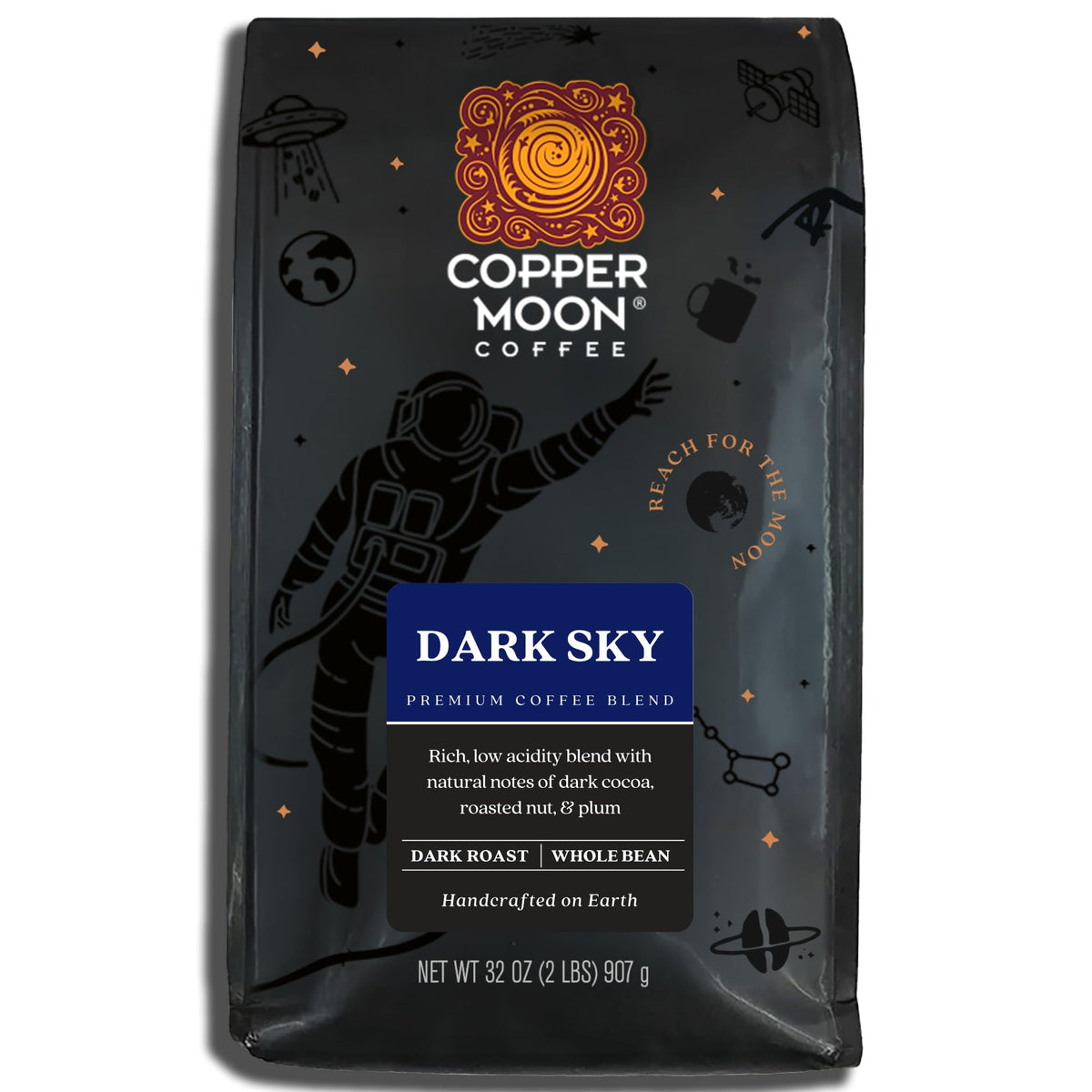 Copper Moon Dark Sky coffee beans with rich aroma for at-home brewing
