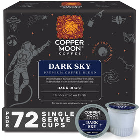 Copper Moon Dark Sky pod closeup showing rich aroma for a smooth morning pick-me-up.