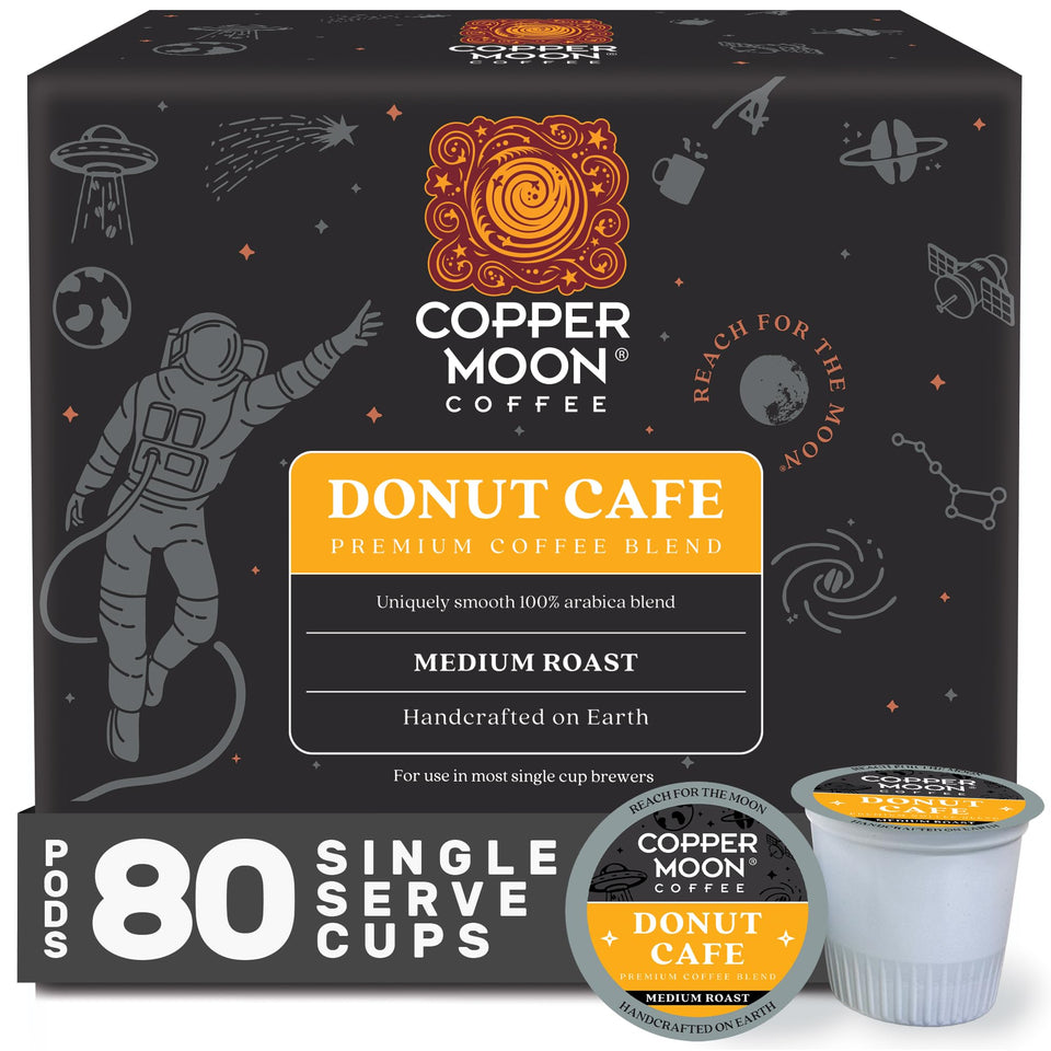 Copper Moon Donut Cafe Blend pod for Keurig brewing, highlighting convenience