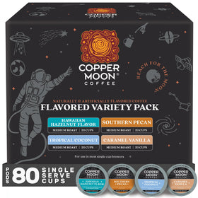 Copper Moon flavor-infused caramel vanilla coffee pods for Keurig brewing, premium aroma.