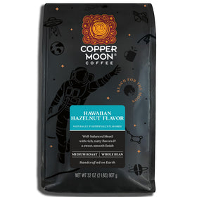 Copper Moon Hawaiian Hazelnut whole bean, fragrant start for a smooth morning brew.