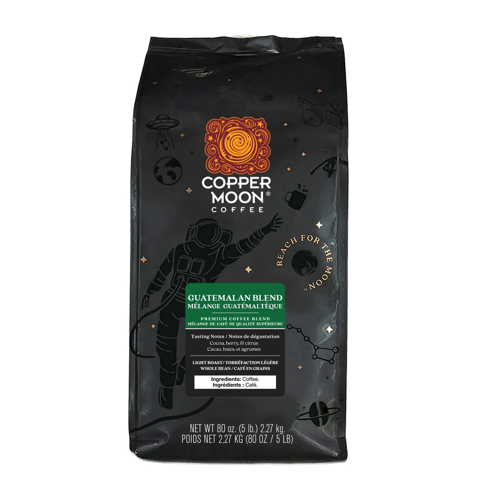 Copper Moon Light Roast Guatemalan 5lb bag ready for a bright morning brew