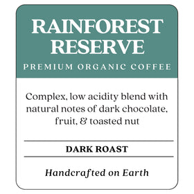 Copper Moon Rainforest Reserve coffee bag showcases organic premium blend