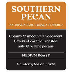 Copper Moon Southern Pecan coffee pour capturing smooth aroma for a comforting morning