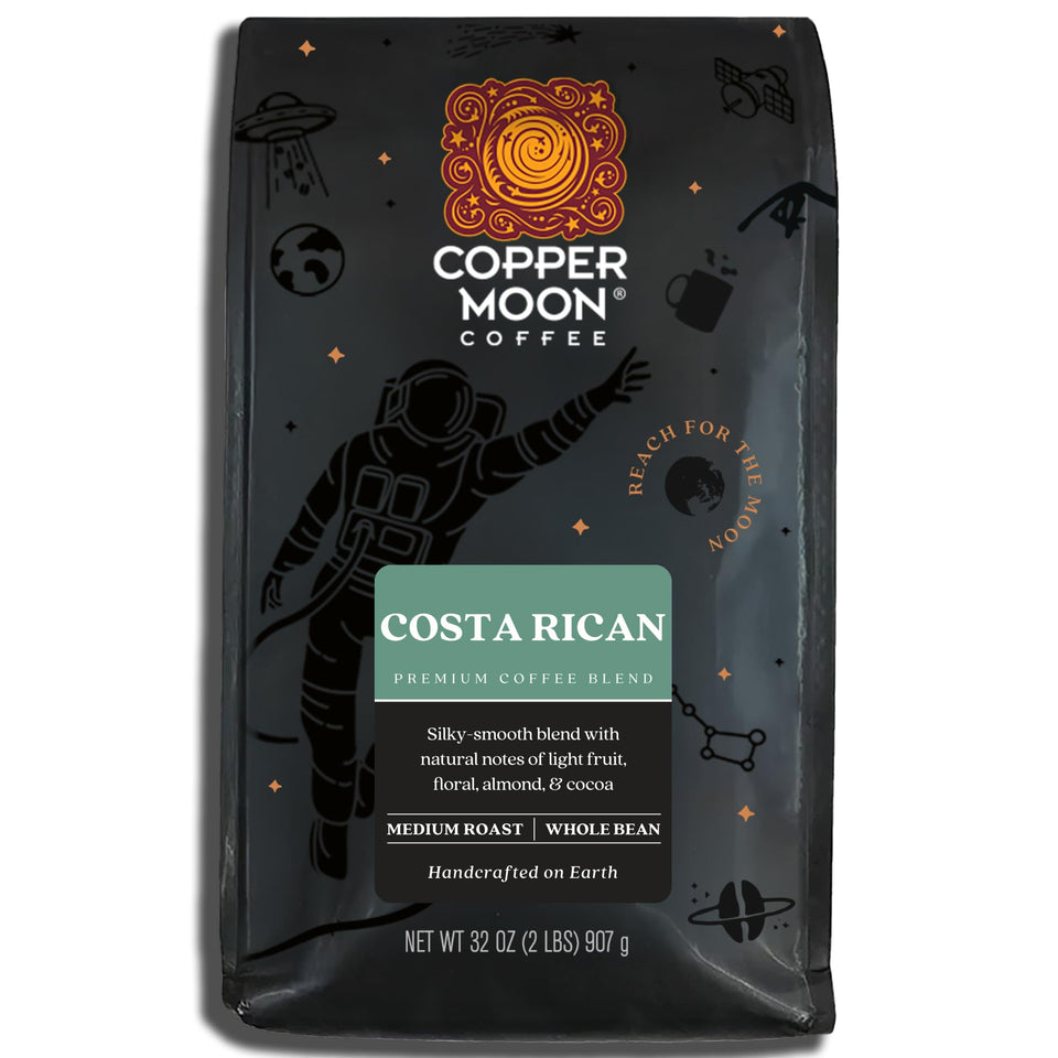 Copper Moon Costa Rican medium roast whole beans for a smooth, balanced morning cup.