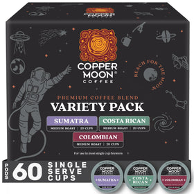Copper Moon Colombian pods in a sleeve show balanced, smooth flavor for daily mornings.