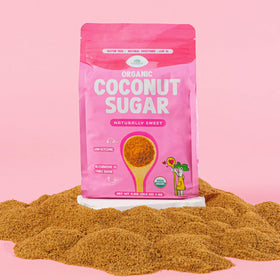 Copra Coconut Sugar granules close-up show rich caramel notes for baking.