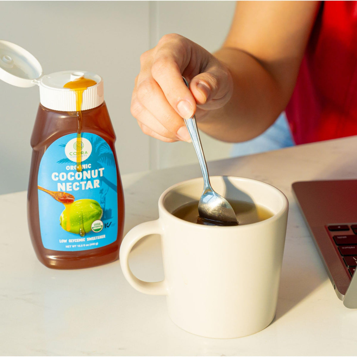 Copra Coconut Nectar on yogurt offers a tasty, dairy-free topping.