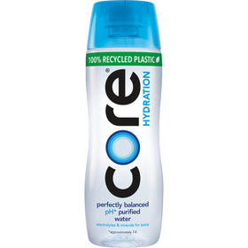 Core Hydration bottle made from 100% recycled plastic for sustainability.