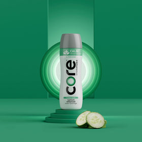Core Hydration+ Calm bottle side view showing ergonomic grip for easy transport.