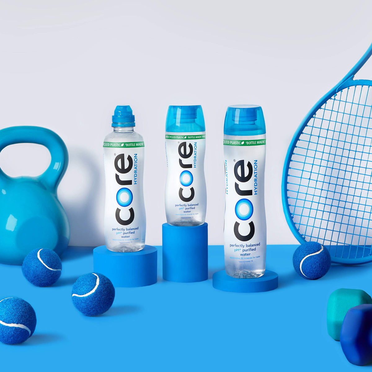 Core Hydration contoured silhouette bottle for easy grip during workouts.