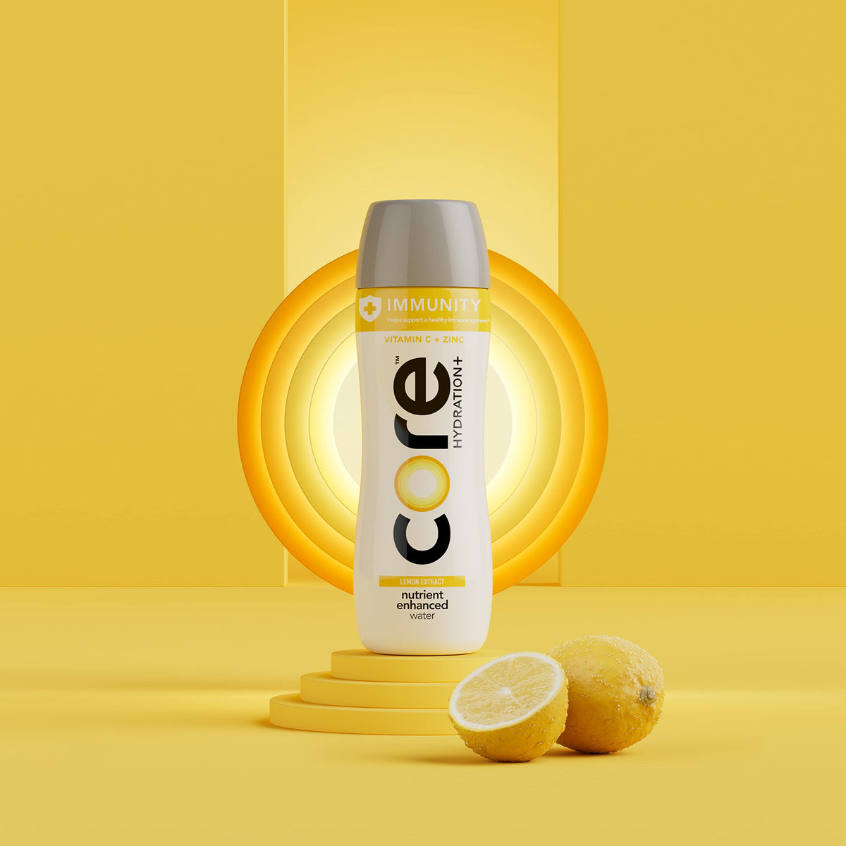 Core Hydration+ Immunity lemon pour captures bright flavor as you pour.
