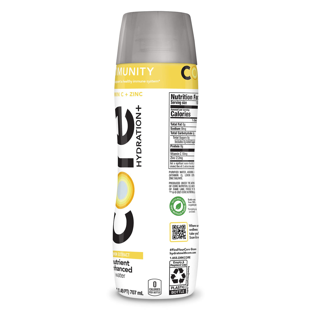 Core Hydration+ Immunity recyclable bottle supports sustainable hydration choices.