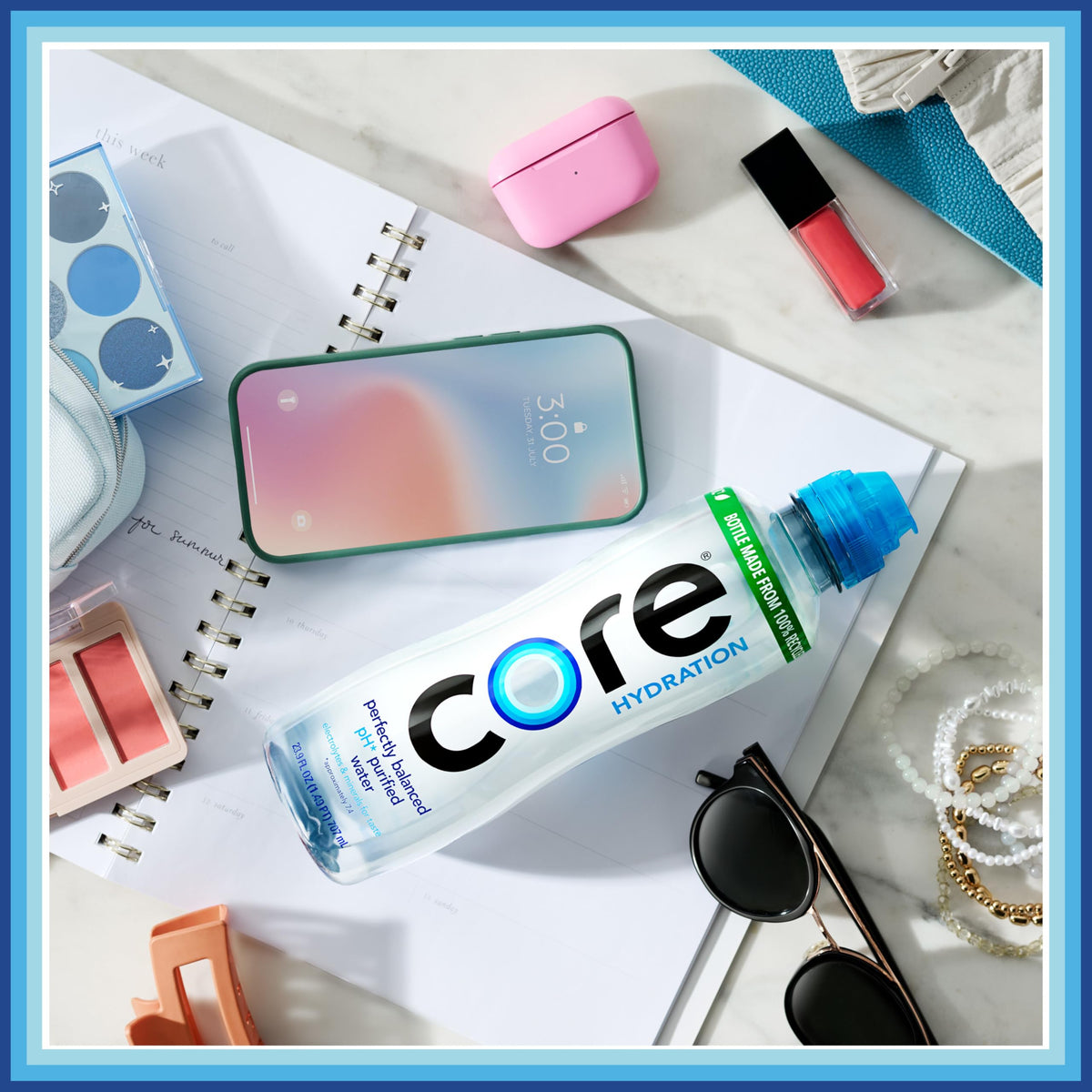 Core Hydration purified water clarity for refreshing hydration.